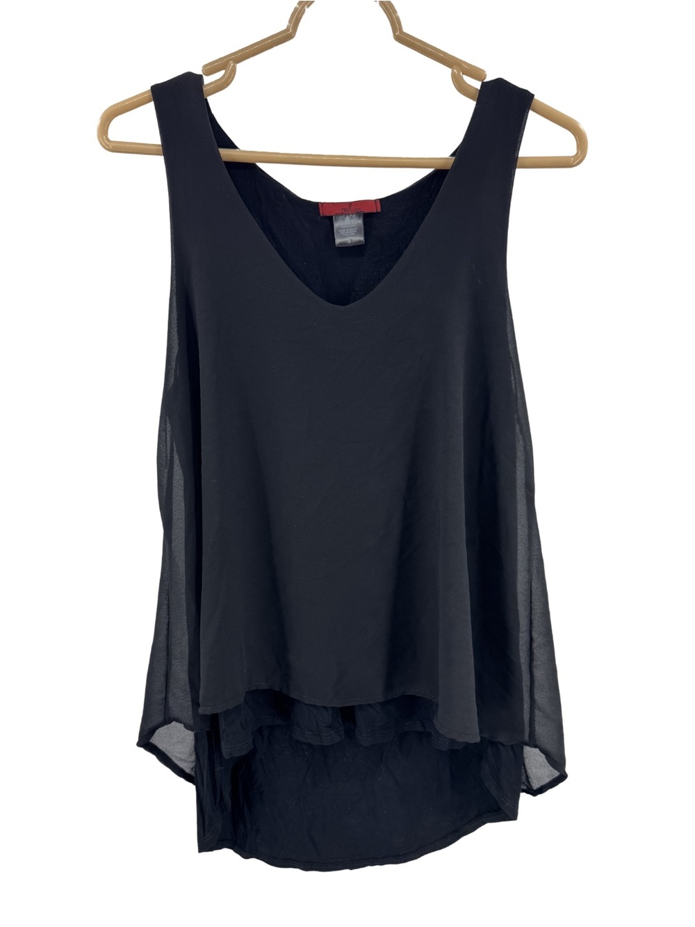 Ref by BKE Black Sleeveless high low flyaway back layered tank top S sheer Y2K